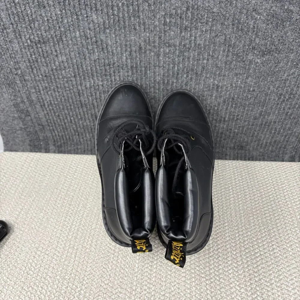 Dr. Martens Averil Lace Heeled Chunky Ankle Boots Black Leather Women’s 7 US